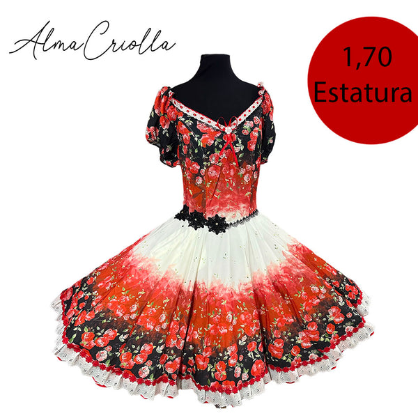 Vestido China Huasa , fantasía degrade rojo. 1,70 estatura