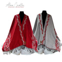 Ruana tejida jacquard folclorica REVERSIBLE