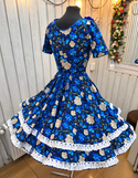 Vestido de china huasa , fantasia azul sofia floral