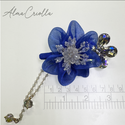 Tocado con pinza Muselina hecho a mano Azul