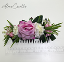 Tocado Rosas Rosado claro con peineta 18cm