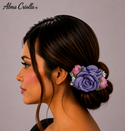 Tocado 8cm morado con pinza