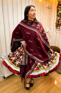 Ruana folklorica parra espiga REVERSIBLE BURDEO BEIGE