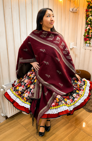 Ruana folklorica parra espiga REVERSIBLE BURDEO BEIGE