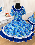 Vestido de china huasa sofia azul con volantes