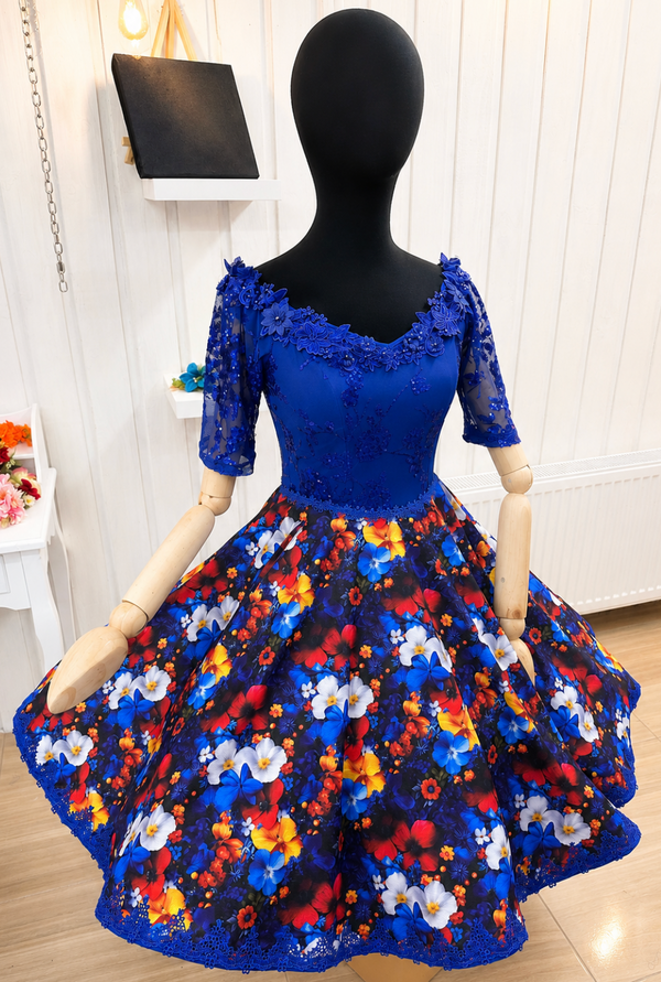 Vestido de Fantasia Gala folklorica  azul (elasticado)