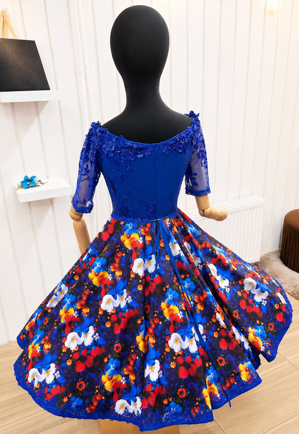 Vestido de Fantasia Gala folklorica  azul (elasticado)