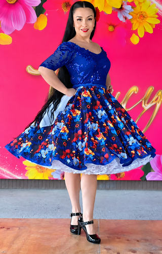 Vestido de Fantasia Gala folklorica  azul (elasticado)