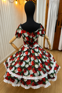 Vestido de china huasa fantasi algodon rojo Talla M