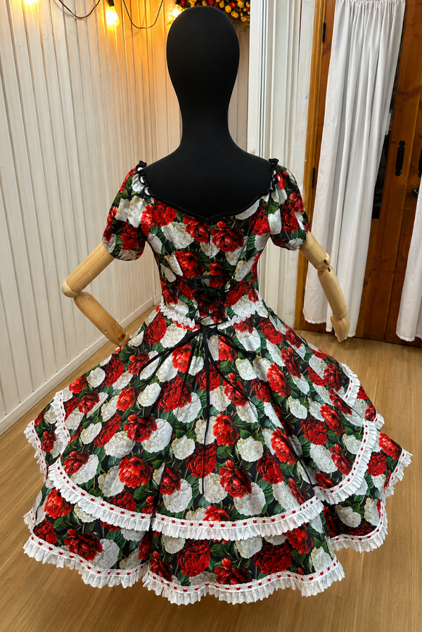 Vestido de china huasa fantasi algodon rojo Talla M