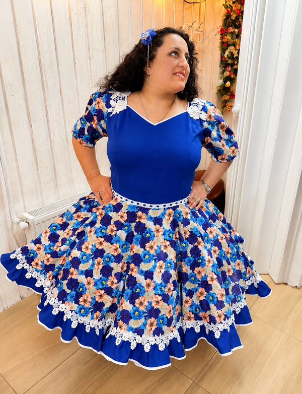 Vestido de china huasa sofia azul rey talla XXXL