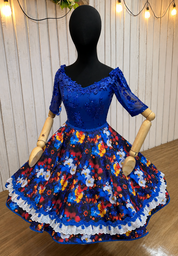 Vestido de Fantasia Gala azul 02 (elasticado)