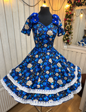 Vestido de china huasa , fantasia azul sofia floral