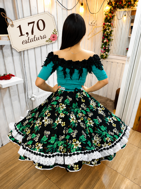 Vestido China huasa, turquesa Sofía 1,70