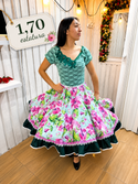Vestido China huasa encaje verde agua , 1,70 estatura
