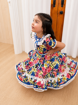 Vestido de china huasa Sarga escote pasacinta talla 8