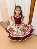 Vestido de china huasa burdeo espalda especial