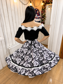 Vestido de china huasa sofia blanco y negro