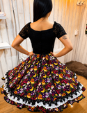 Vestido de gala folklorico, china huasa encaje y pensamientos