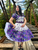 Vestido de china huasa mariposa sublimado morado talla 46
