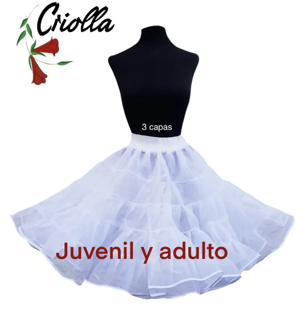 Falso folklorico BLANCO, 3 capas