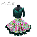 Vestido China huasa , encaje verde mente