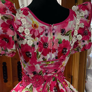 Vestido China huasa, mariposa bioestrech fucsia