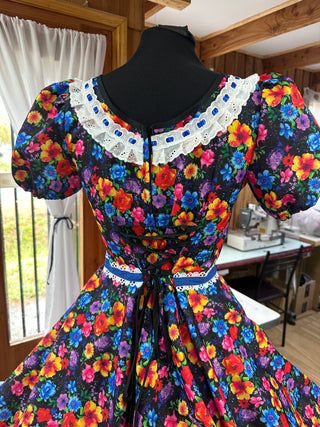 VESTIDO CHINA HUASA TRADICIONAL NEGRO AZUL