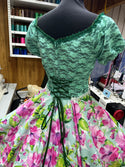 Vestido China huasa encaje verde agua , 1,70 estatura