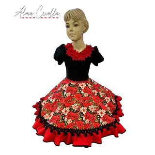 Vestido china huasa fantasia , macrame rojo cuerpo rojo
