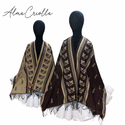 Ruana folklorica parra espiga REVERSIBLE CAFE BEIGE