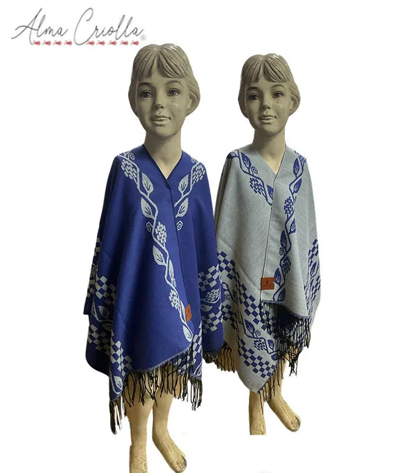 Ruana  INFANTIL folklorica Azul