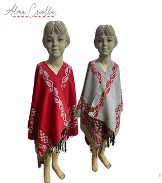 Ruana  INFANTIL folklorica ROJA