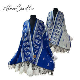 Ruana folklorica parra espiga REVERSIBLE Azul