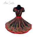 Vestido china huasa degrade rojo italiano macrame estrella