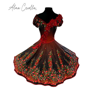 Vestido de Gala folklorico Degrade Rojo italiano
