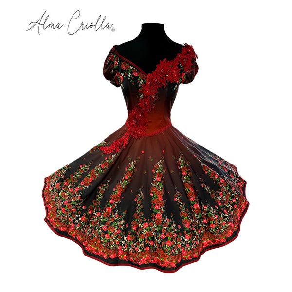 Vestido de Gala folklorico Degrade Rojo italiano