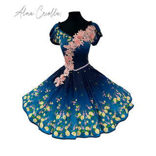Vestido Gala Folklorico Azul rosado