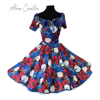 Vestido gala folklorico sofia azul exclusivo talla S