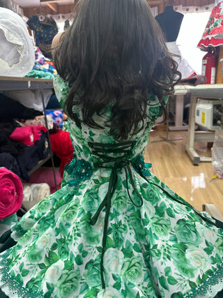 Vestido China huasa, verde mariposa