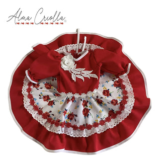 Vestido china huasa, rojo biestrech talla recien nacido