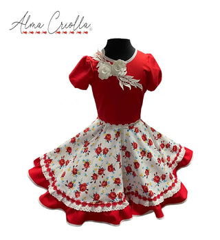 Vestido china huasa, rojo biestrech talla recien nacido