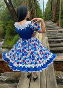 Vestido china huasa azul sofia elasticado talla XL