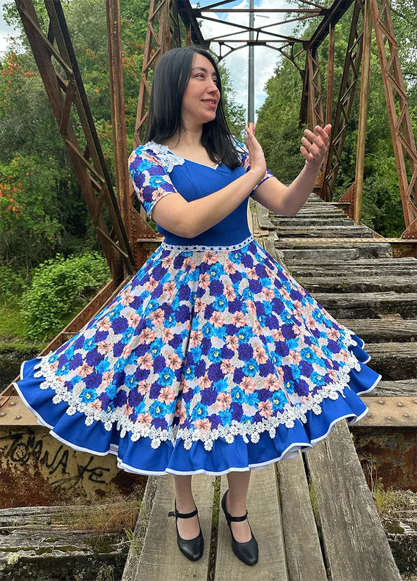 Vestido china huasa azul sofia elasticado talla XL