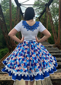 Vestido china huasa blanco azul Sofia TALLA XL