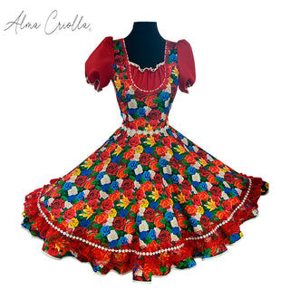 Vestido de china huasa escote recogido