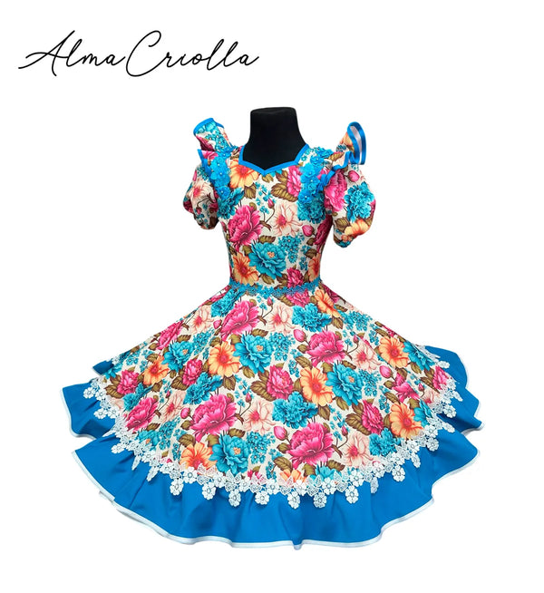 Vestido china huasa mariposa calipso - fucsia