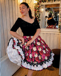 Vestido China Huasa, sofia elasticado negro floral