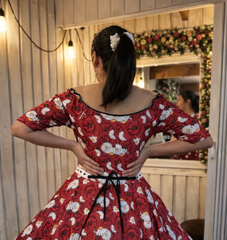 Vestido China huasa Sofia Amapola y margaritas