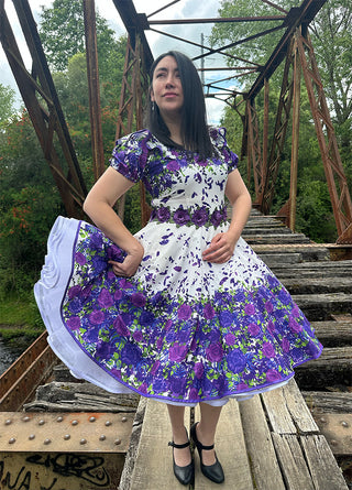 Vestido de china huasa mariposa sublimado morado